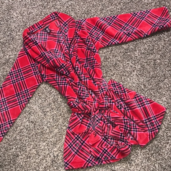 🐠Victorias Secret Ultra Plush Short Plaid Pocketed Cozy Robe Size XS/Sm | NWOT - Picture 4 of 8